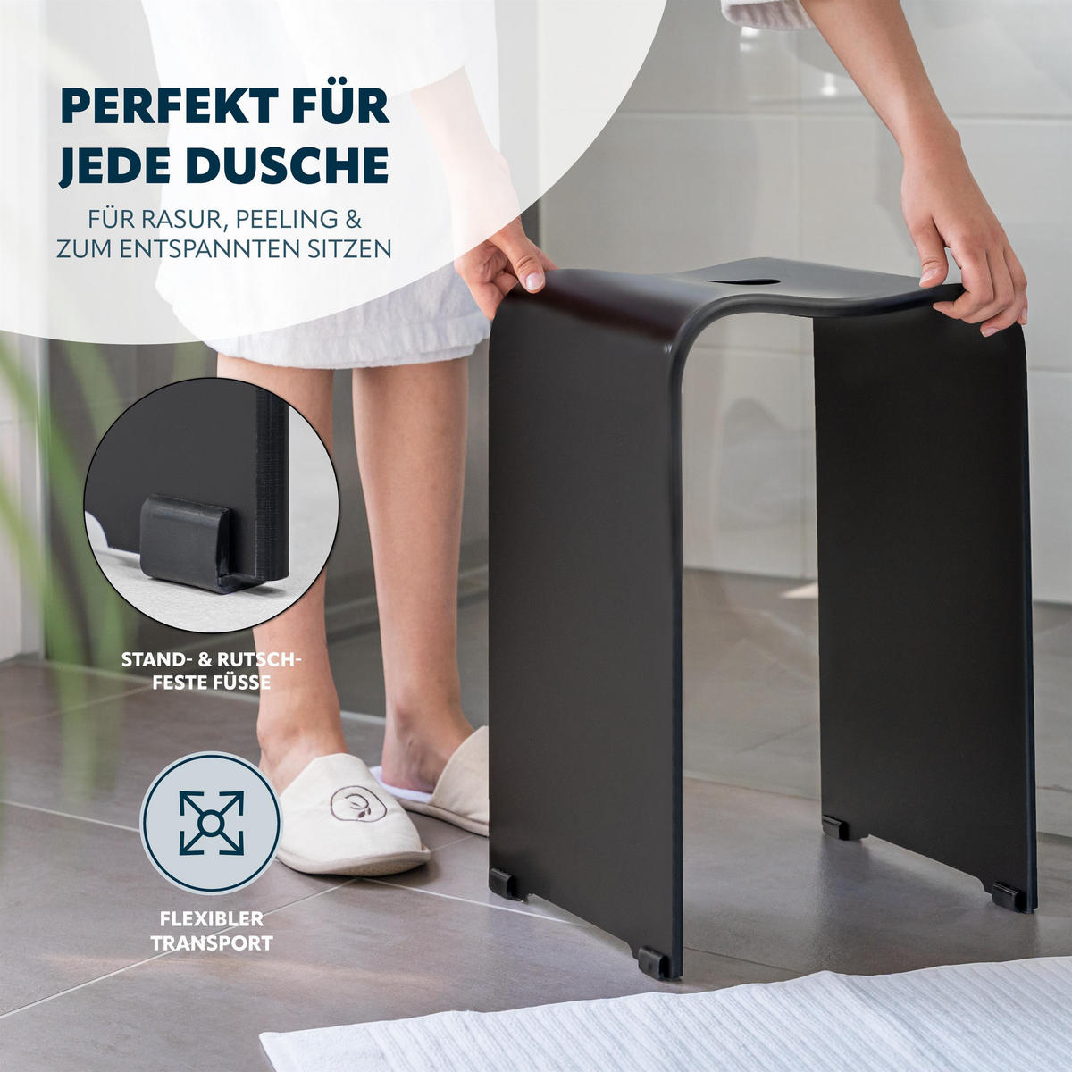 BADHOCKER, schwarz, Kunststoff - Schwarz, Kunststoff (32/48.5/27cm) - bremermann