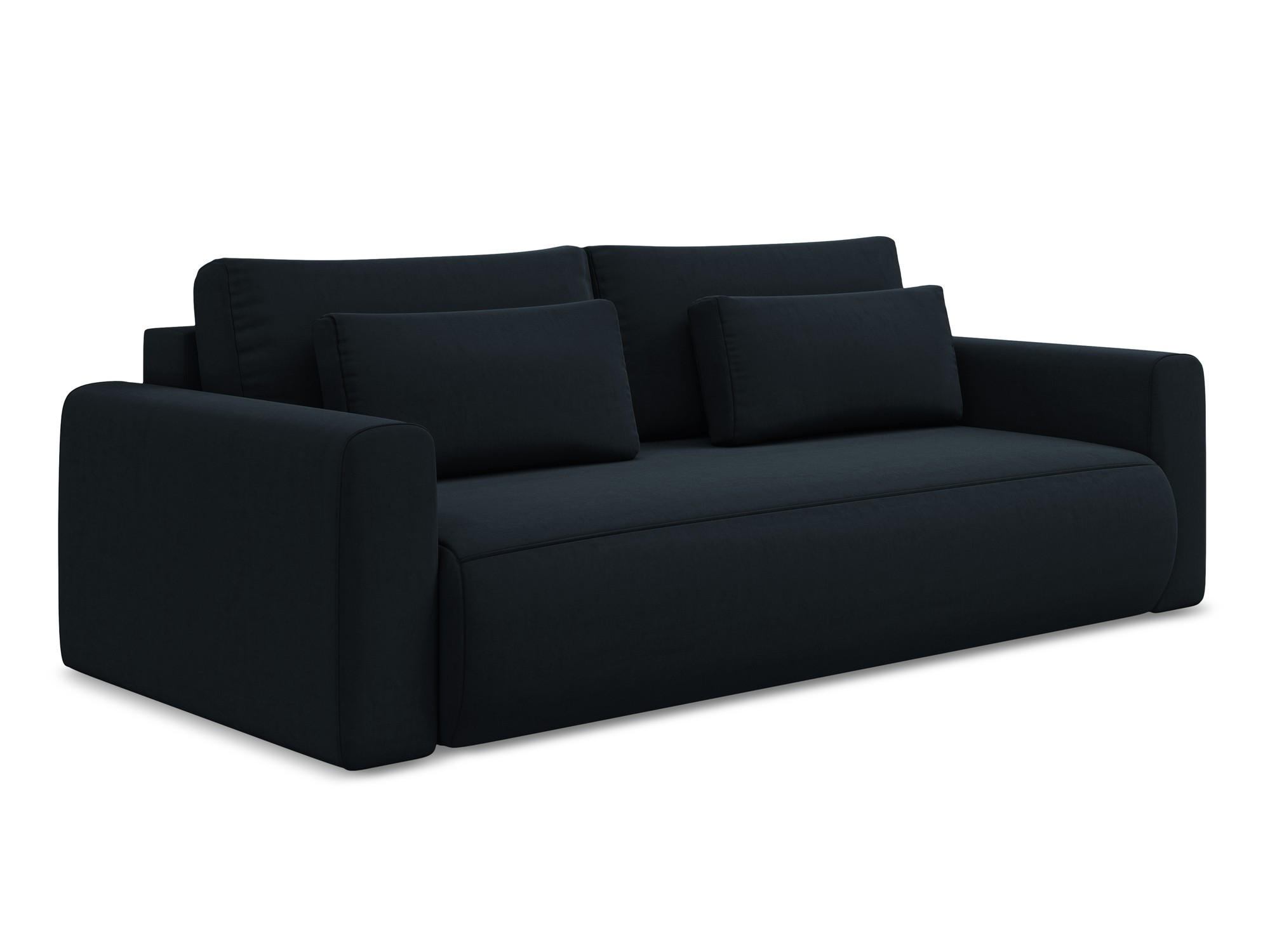 3-SITZER SOFA mit Schlaffunktion Samt Stoff Blau - Blau/Schwarz, Kunststoff/Textil (238/82/105cm) - Makamii