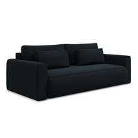 3-SITZER SOFA mit Schlaffunktion Samt Stoff Blau - Blau/Schwarz, Kunststoff/Textil (238/82/105cm) - Makamii