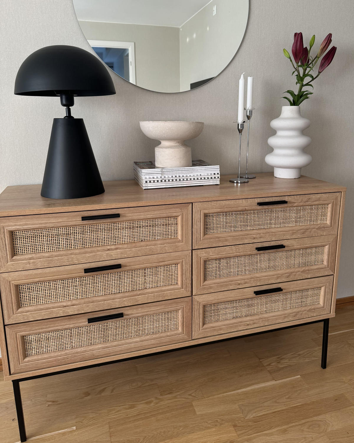 KOMODA s 6 zásuvkami Světle hnědá Pasco - hnědá, kompozitní dřevo (120/77/40cm) - Beliani