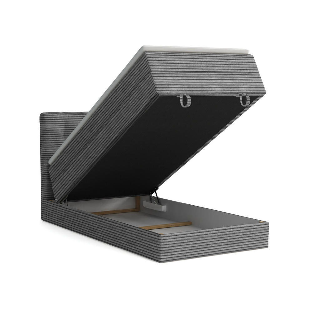 Thumbnail - Deine Möbel 24 Boxspringbett, Anthrazit, Textil, H3 + H4, 100x200 cm, Schlafzimmer, Betten, Boxspringbetten