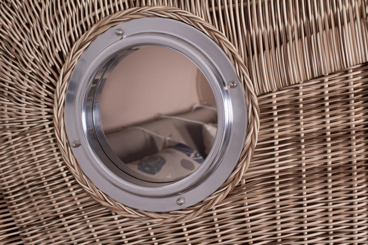 STRANDKORB XXL Düne Grande Teak PE Shell - Braun/Grau, Metall (142/170/95cm) - Mr. Deko