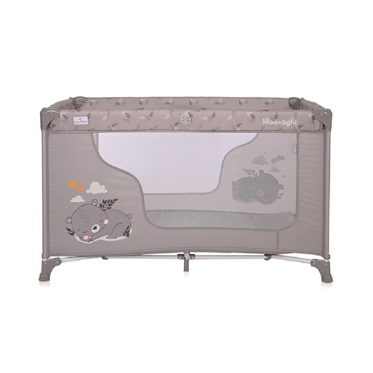 BABY REISEBETT Laufstall Moonlight braun seitliche Öffnung Tragetasche faltbar - Braun, Kunststoff (60/120cm) - Lorelli