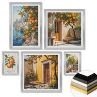 WANDBILDER 5er Set - 50x50 cm & 20x30 cm & 40x60 cm Silberner Rahmen - Stadtansichten von Gebäuden - Silberfarben, Kunststoff (40/60cm) - ArtPrintCave