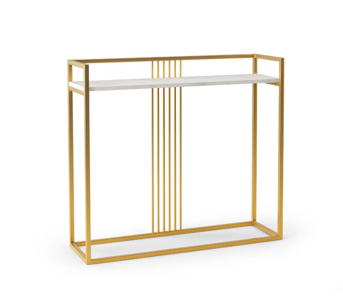 KONSOLENTISCH Beso Bianco Marmor / Gold 100 / 30 / 90cm - Goldfarben/Weiß, Holz/Holzwerkstoff (30/100/90cm) - Feldmann-Wohnen