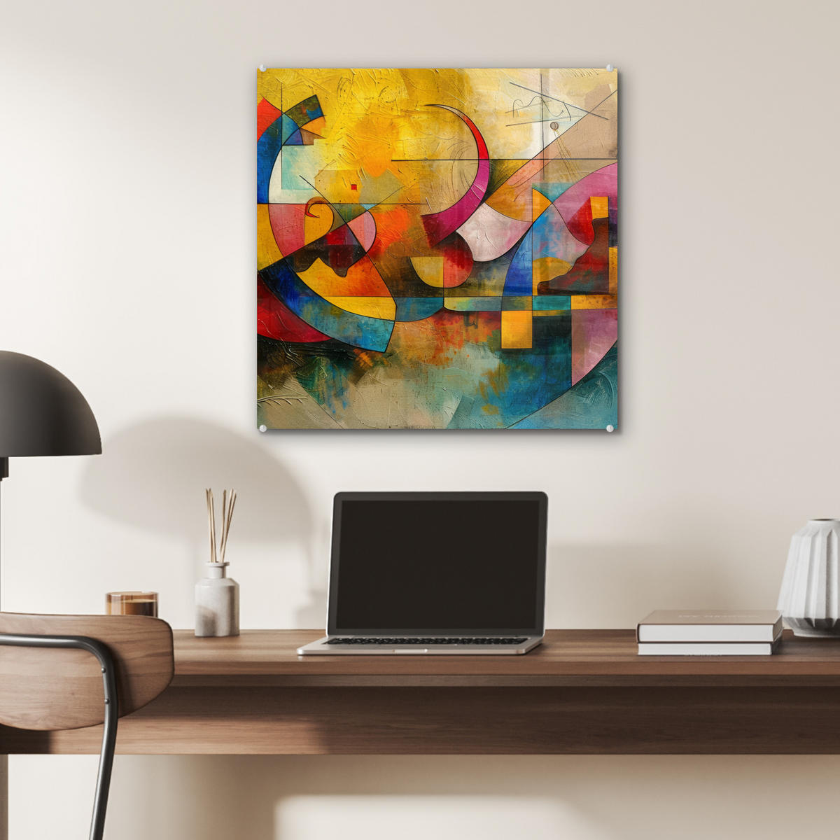 ACRYLGLASBILD Kunst - Abstrakt - Modern 50x50 cm - Gelb, Glas (50/50cm) - MuchoWow