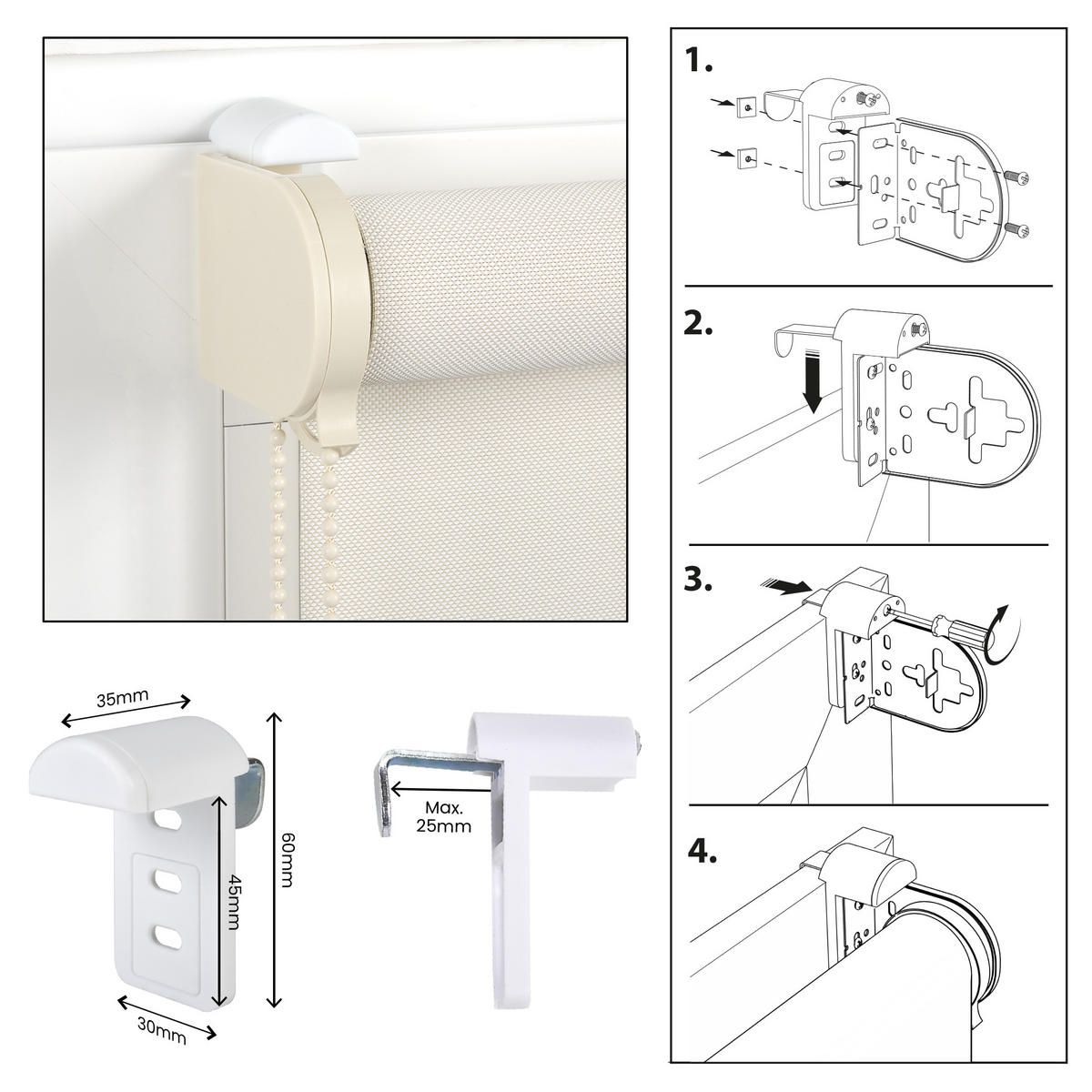 SCREEN-ROLLO Plus Easyfix Leinen 45x180 - Beige, Kunststoff (45/180/1cm) - STORESDECO