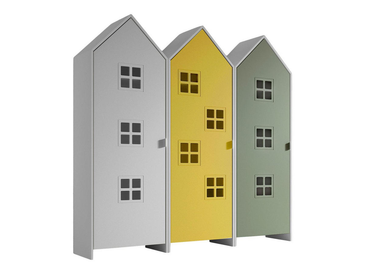 REGALSCHRANK Set Kania 173x37x171 MDF Weiß /Bunt - Gelb/Weiß, Holzwerkstoff (173/171/37cm) - 58aufmkessel