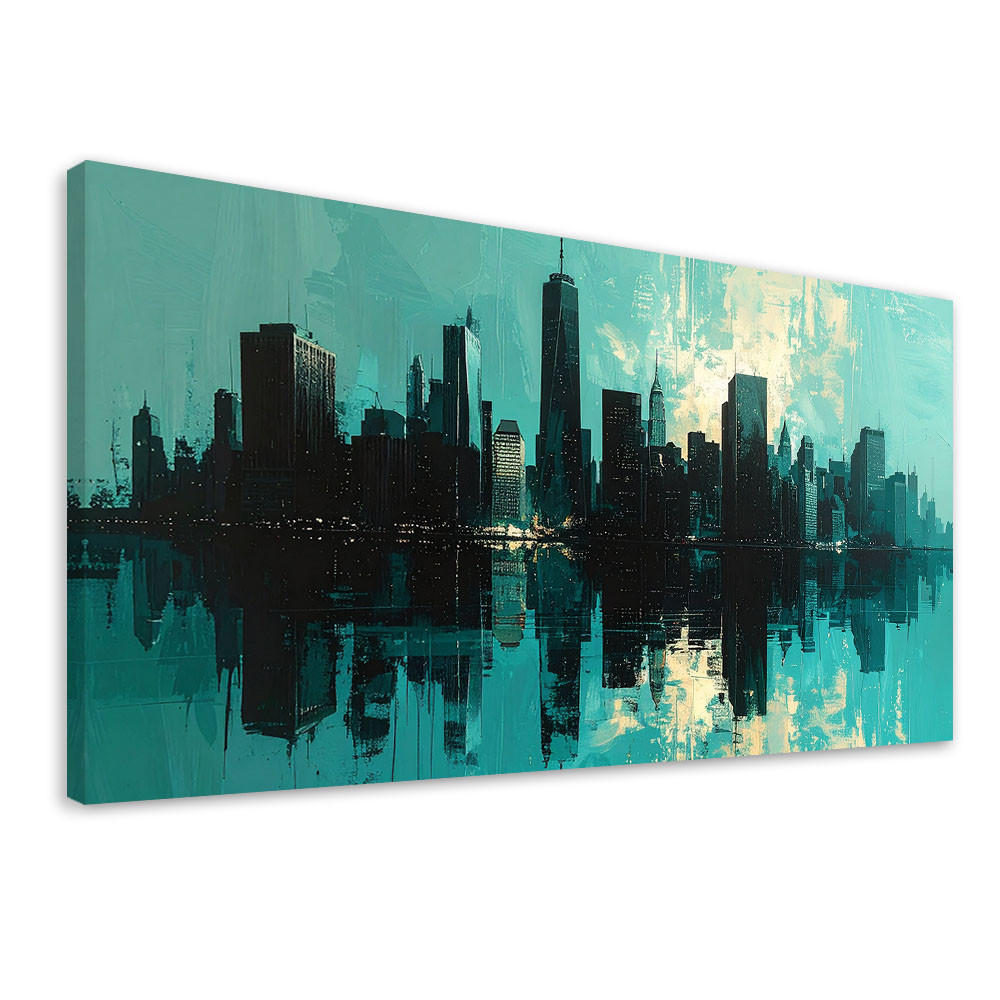 LEINWANDBILD Städte & Architektur 120x60cm - Türkis, Textil (120/60cm) - Feeby