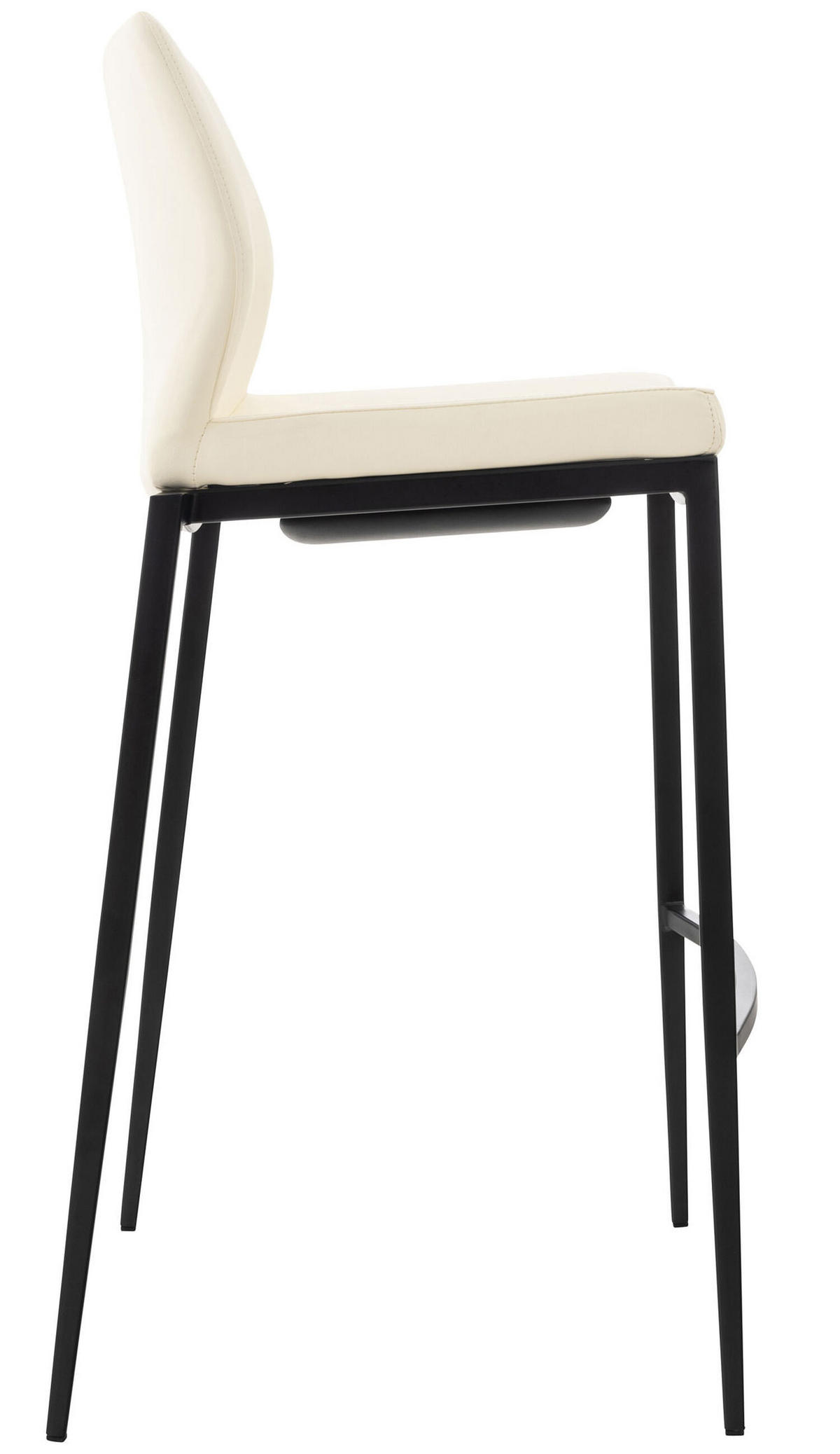 BARHOCKER Matheo, Gestell schwarz, Kunstleder Creme - Creme/Schwarz, Kunststoff/Textil (47/100/53cm) - TPFLiving