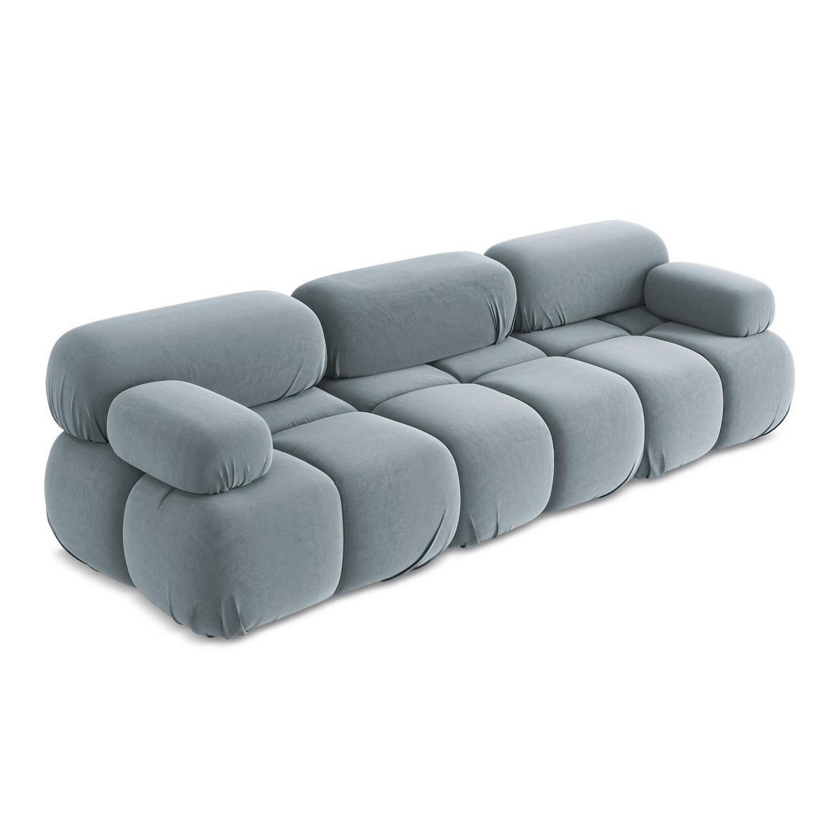 3-SITZER SOFA Samt Stoff Blau - Blau/Schwarz, Kunststoff/Textil (285/70/96cm) - LaMiaSofa