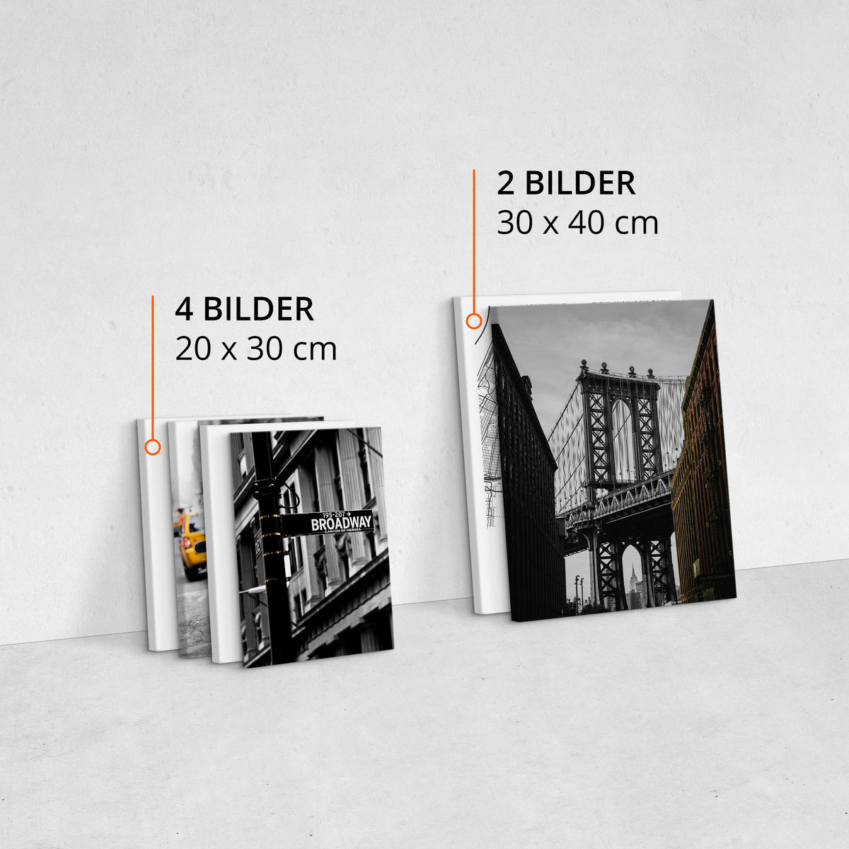 LEINWANDBILDER 6-er Set NY Architektur - Schwarz/Weiß, Textil (90/80cm) - Muralo