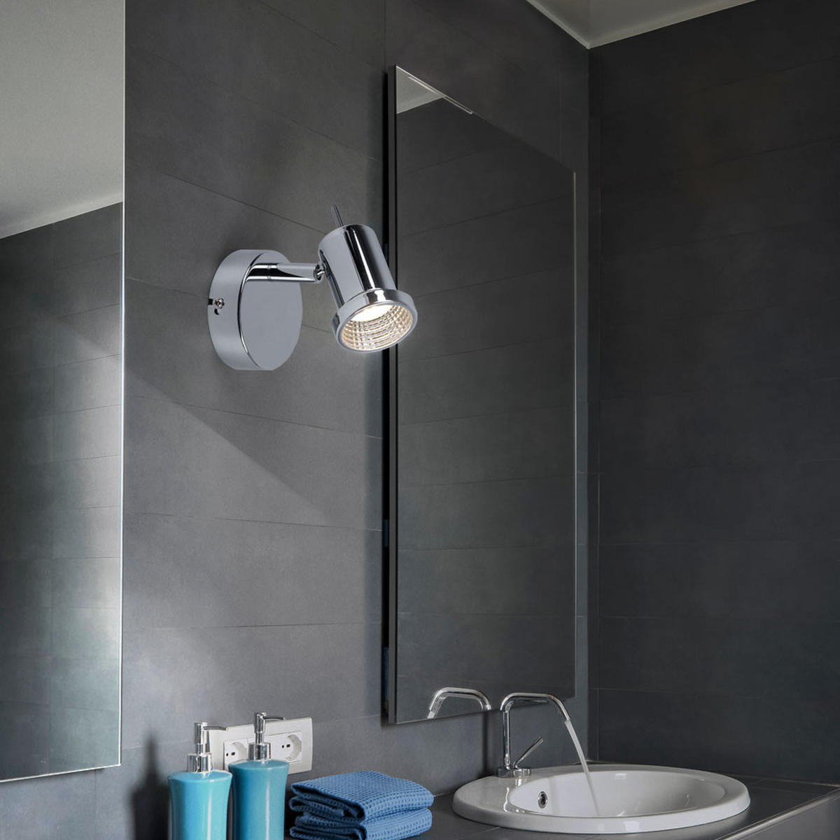 LED WANDLEUCHTE HOORN Silber mit beweglichem Spot 2er Set - Silberfarben, Metall (8/9/8cm)