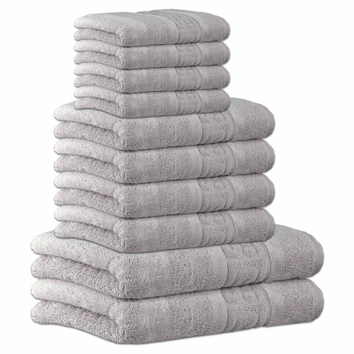 HANDTUCH-SET 10-teilig Grau 100% Baumwolle - Grau, Naturmaterialien (60/120cm) - Cawoe