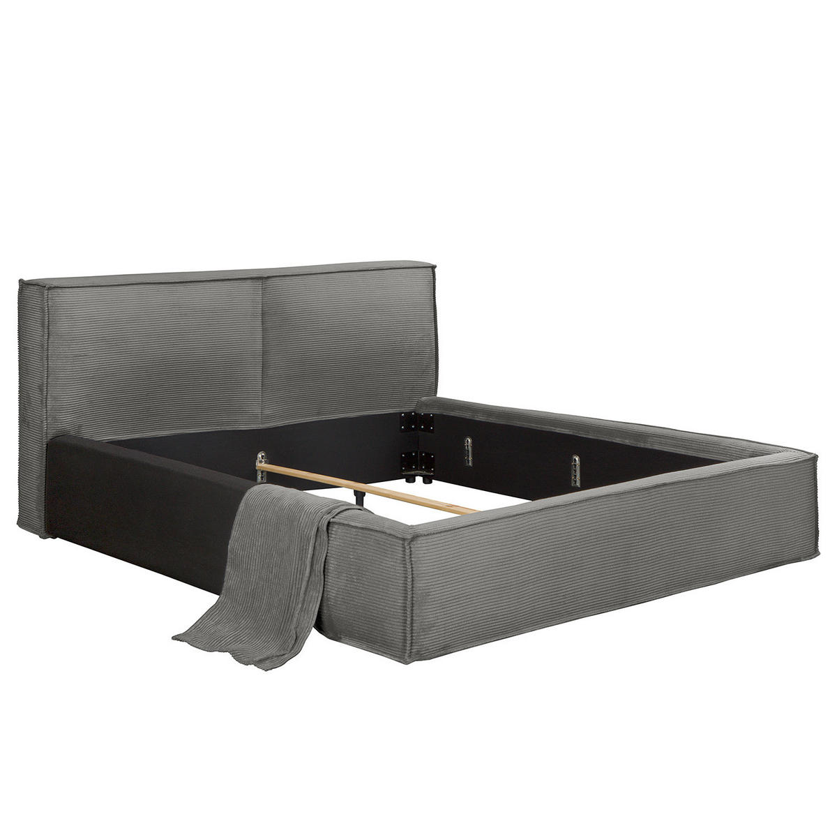 WECHSELBEZUG für Polsterbett - Graphitfarben, Textil (160/200cm) - home24