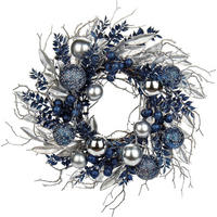 WEIHNACHTSKRANZ mit Weihnachtskugeln blau Ø 40 cm - Multicolor, Naturmaterialien (13cm)