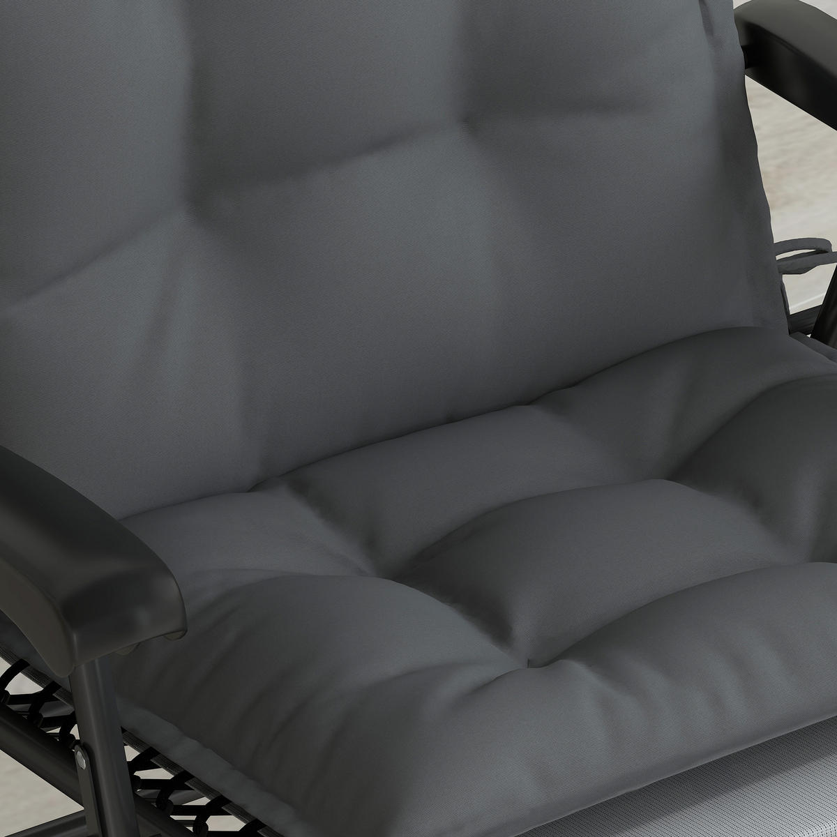 SESSELAUFLAGEN 2er-Set aus Polyester 50x116x5 cm in Dunkelgrau mit 6 Bändern - Dunkelgrau, Textil (50/5/116cm) - Modfu
