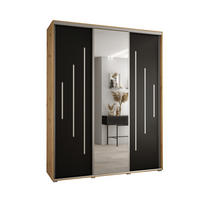 SCHWEBETÜRENSCHRANK 235,2/190/45 3-türig - Silberfarben/Schwarz, Holz/Metall (190/235/45cm) - Abiks Möbel