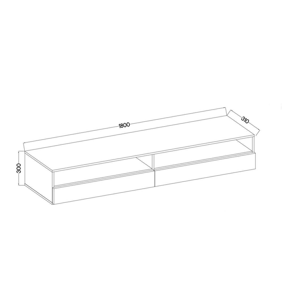 TV-LOWBOARD Rednaw Eiche/Grau Hochglanz 180 cm - Eiche Wotan/Grau, Holzwerkstoff (180/30/31cm) - Selsey