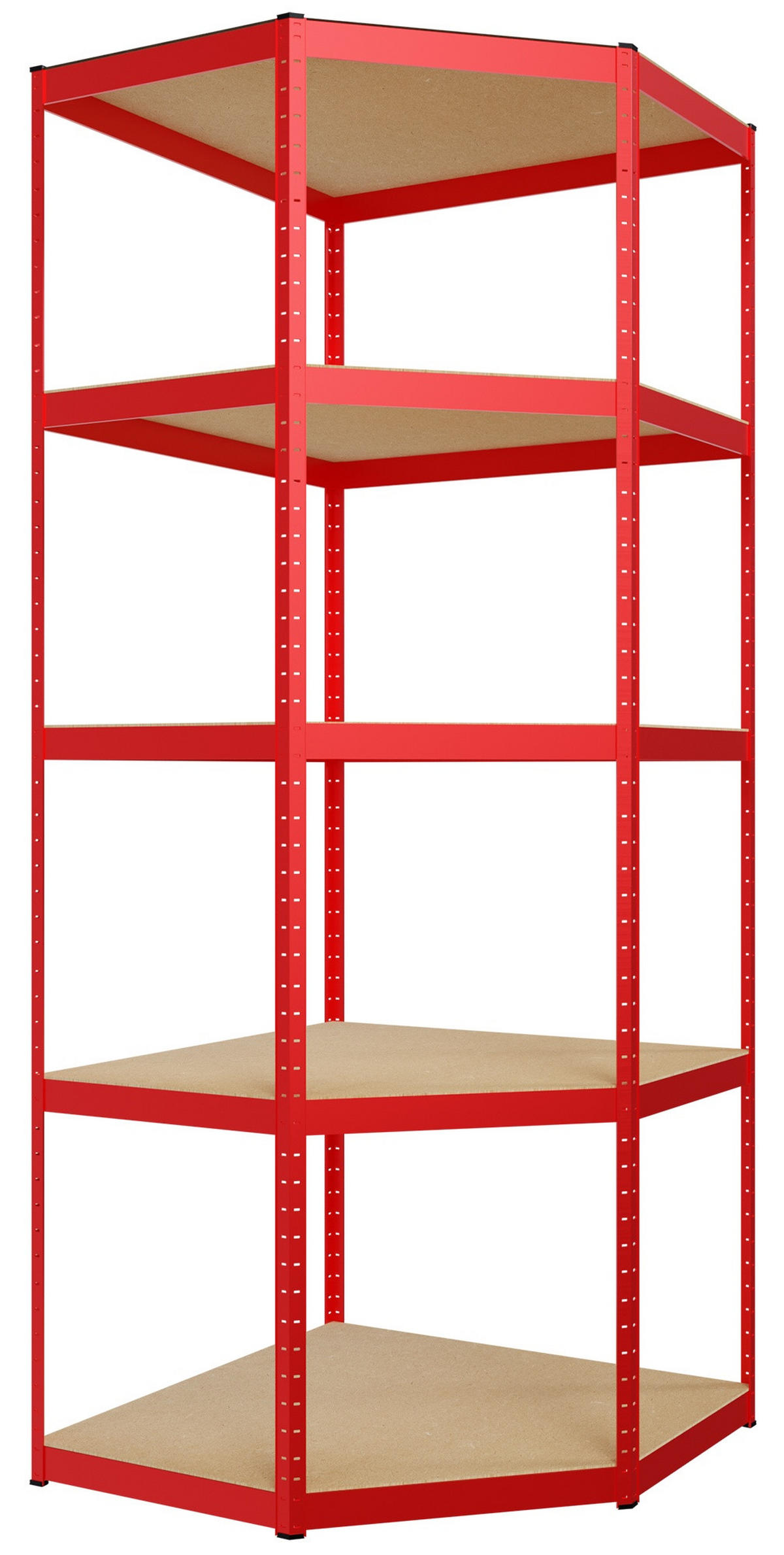 REGALSYSTEM 2 Lagerregal mit 1 Eckregal Metall rot - Rot, Metall (160/180/160cm) - CLP