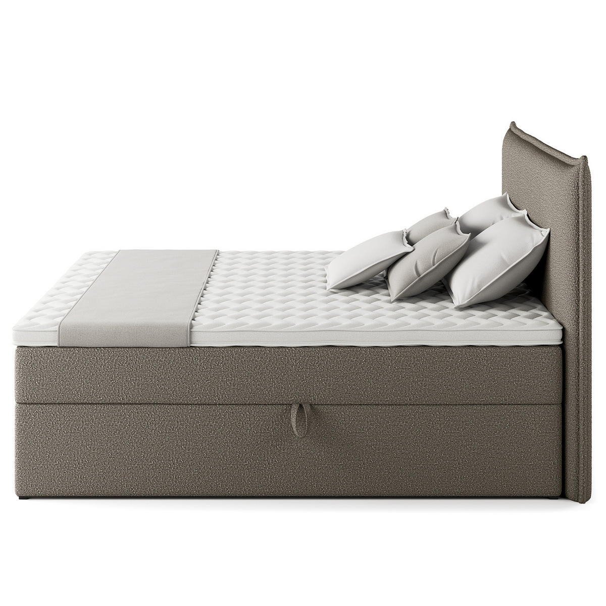 BOXBETT mit Stauraum - Bouclé - Grau, Holzwerkstoff/Textil (200/200cm) - home24