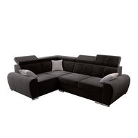 ECKSOFA APOLLO KN08, Eckcouch in L-Form mit Schlaffunktion, Farbe: Dunkelgrau, Velourstoff, Ottomane Links - Dunkelgrau, Textil (255/190cm) - O-Sofa