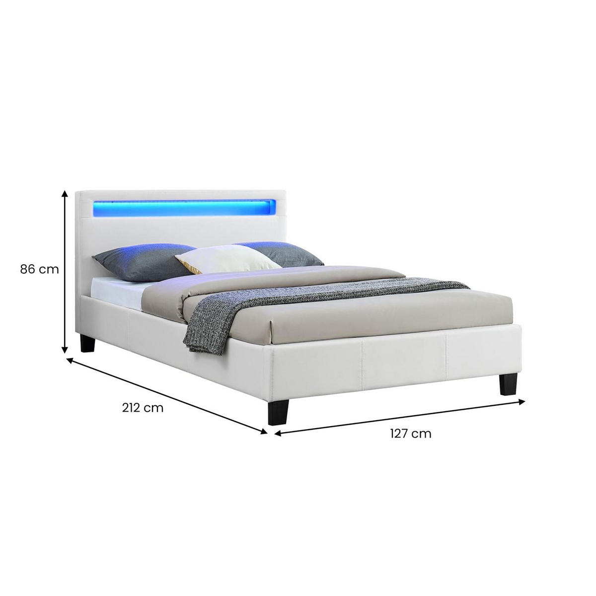 POLSTERBETT MIT LED MIRASOL 120x200 cm weiß - Weiß, Textil (120/200cm) - CARO-Möbel