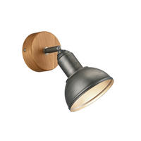 LED-WANDSTRAHLER Holz & Lampenschirm Metall, Höhe 21cm - Silberfarben/Naturfarben, Holz/Metall (11/21/18cm) - meineWunschleuchte
