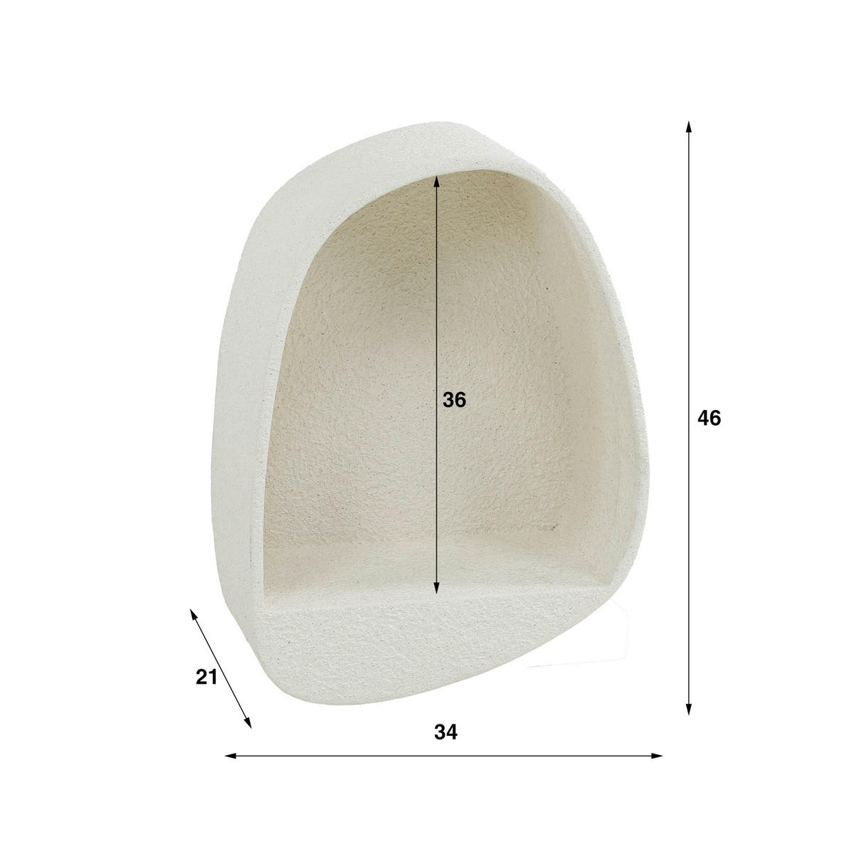 WANDREGAL Stobe Weiß 21/34/46 cm - Weiß, Stein (34/46/21cm) - Hoyz Collection