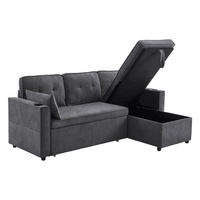 SCHLAFSOFA L-Form mit Stauraum und Getränkehalter - Grau, Textil (211/86/129.5cm)