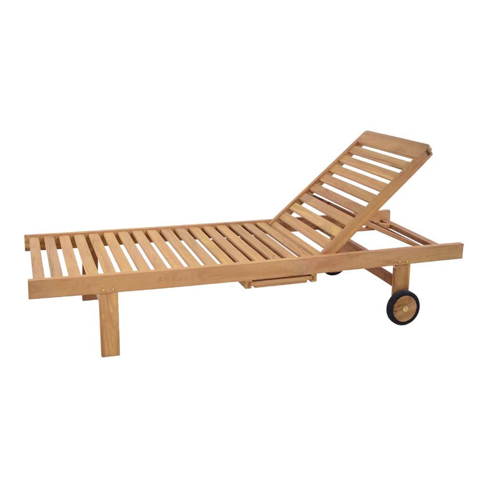 SONNENLIEGE teak - Schwarz - 200/65/37 cm - Schwarz, Holz (65/37/200cm) - Lesli Living