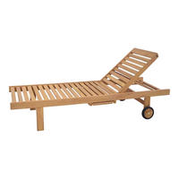 SONNENLIEGE teak - Schwarz - 200/65/37 cm - Schwarz, Holz (65/37/200cm) - Lesli Living