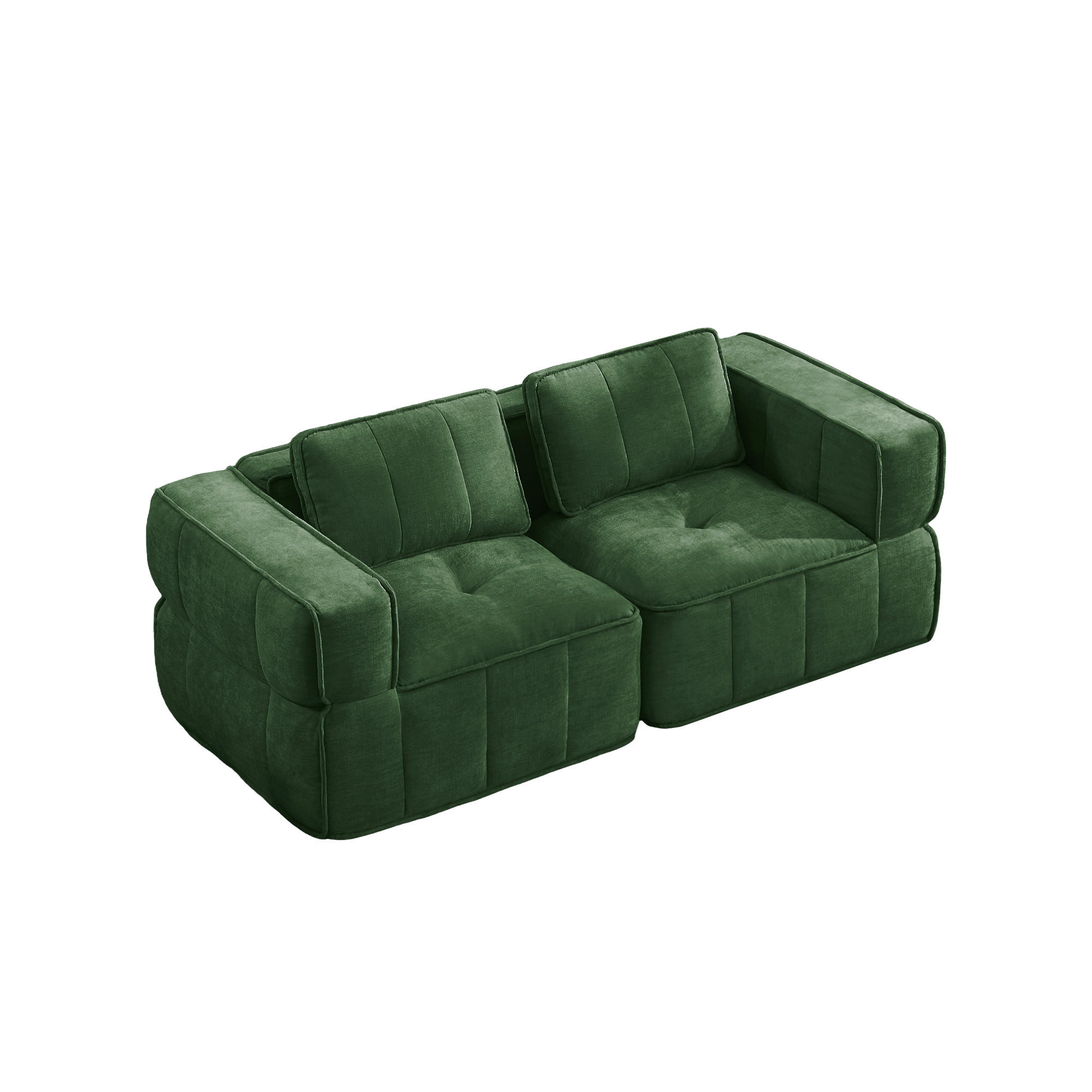 2-SITZER-SOFA DE-34428 Tiefsitz und 32D-Schaum Grün - Grün, Textil (93/67/198cm) - ComfortXL