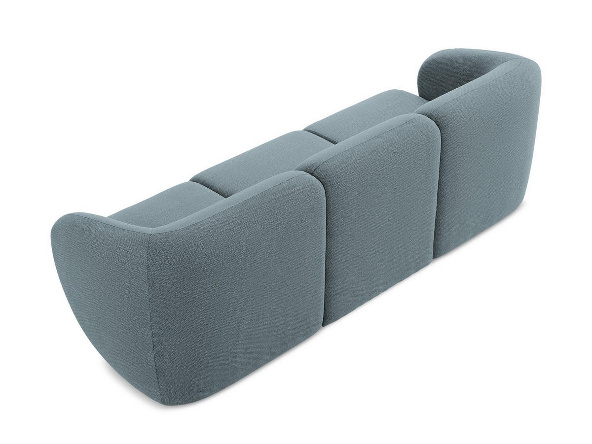 3-SITZER SOFA Bouclé Stoff Blau - Blaugrau/Schwarz, Holzwerkstoff/Kunststoff (244/75/94cm) - Makamii