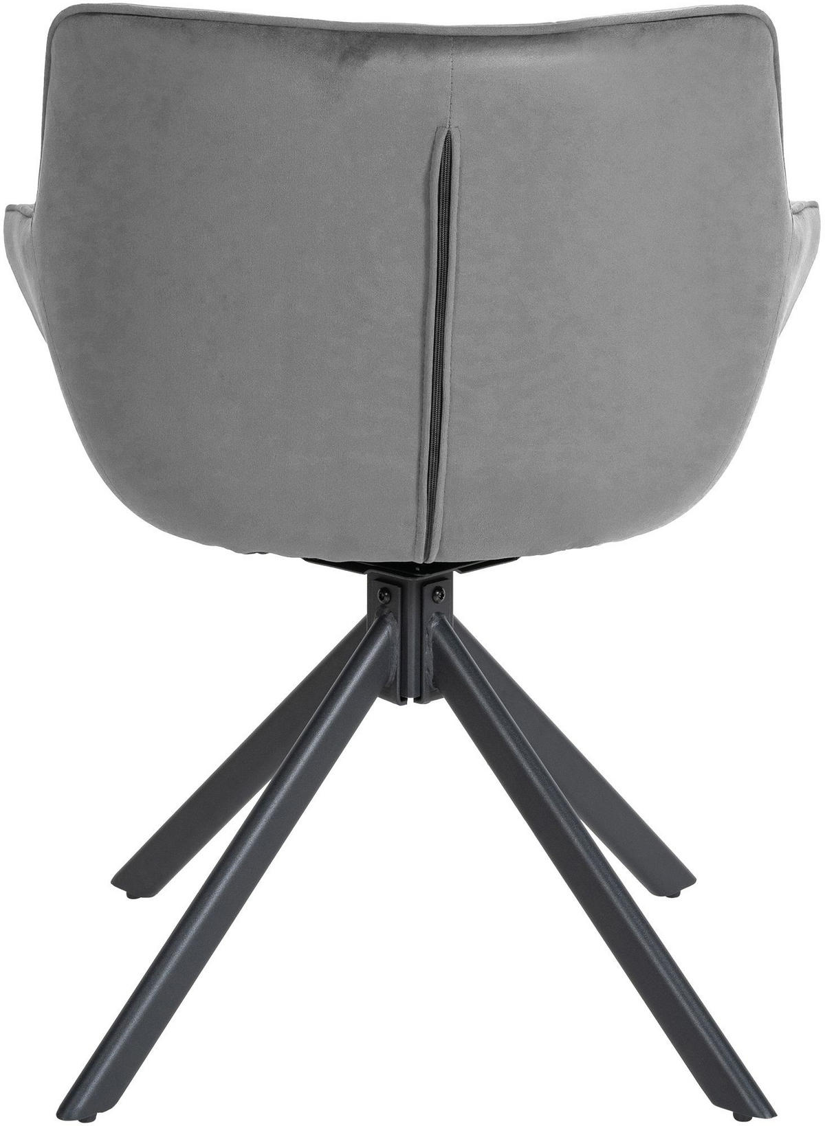 STUHL Samt grau - Schwarz/Grau, Textil/Metall (65/78/59cm) - CLP