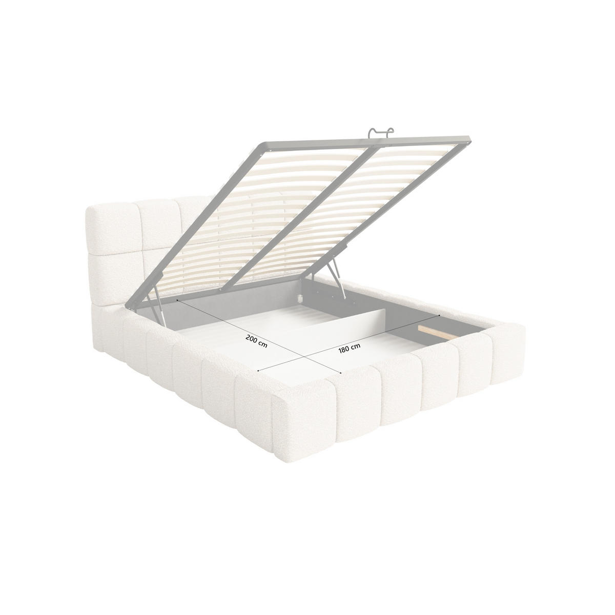 POLSTERBETT Lund 180x200 cm, Creme - Creme, Textil (180/200cm) - Fedve