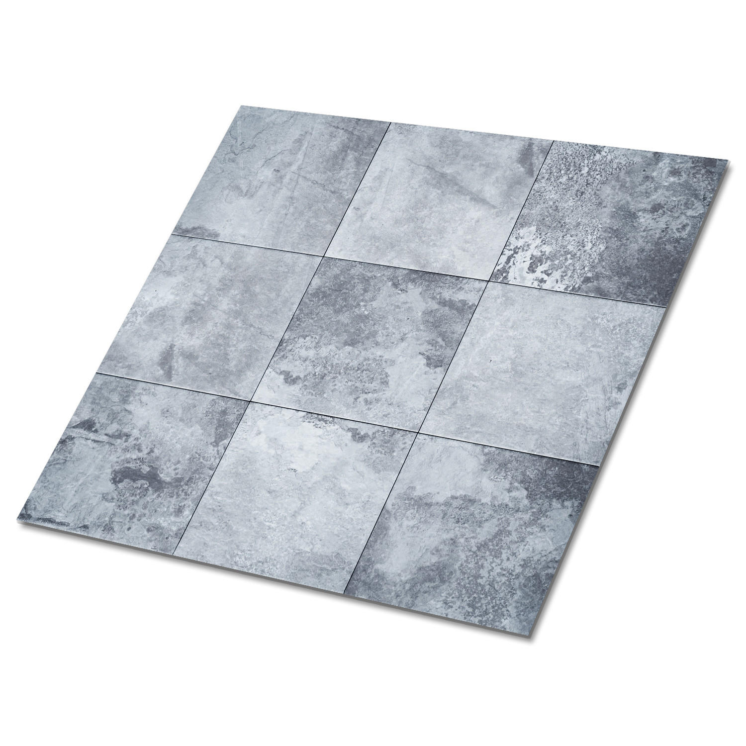 FLIESENAUFKLEBER 9 Stück 30x30 cm selbstklebend Stein-Patchwork - Grau, Textil (30/1.6/30cm) - TULUP