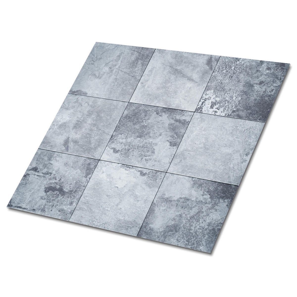 FLIESENAUFKLEBER 9 Stück 30x30 cm selbstklebend Stein-Patchwork - Grau, Textil (30/1.6/30cm) - TULUP