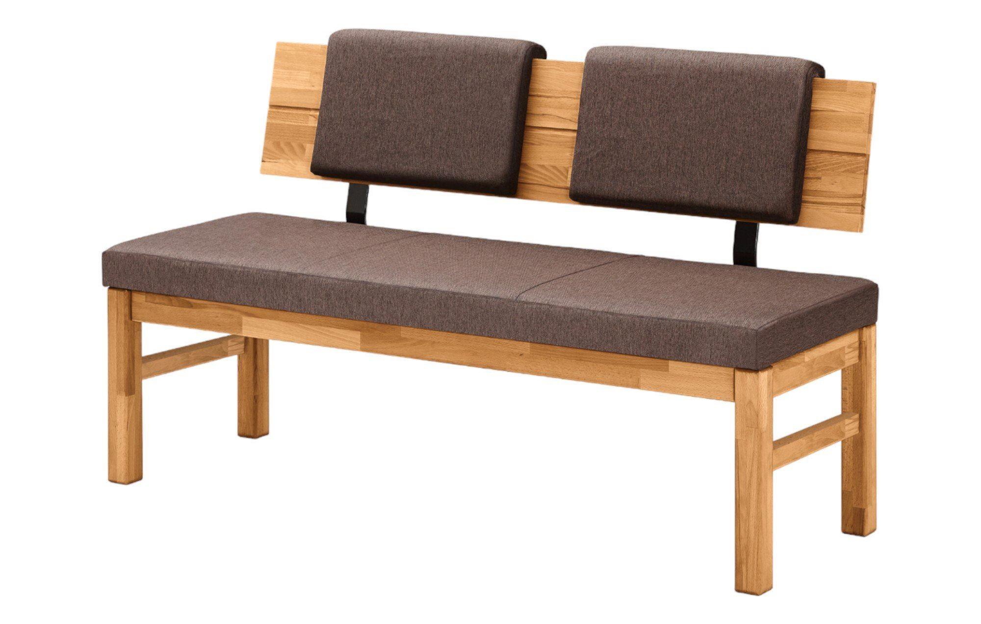 SITZBANK mit Lehne Danny 150x55x84 Massivholz Wildeiche geölt/Braun - Wildeiche/Braun, Holz (150/84/55cm) - 58aufmkessel