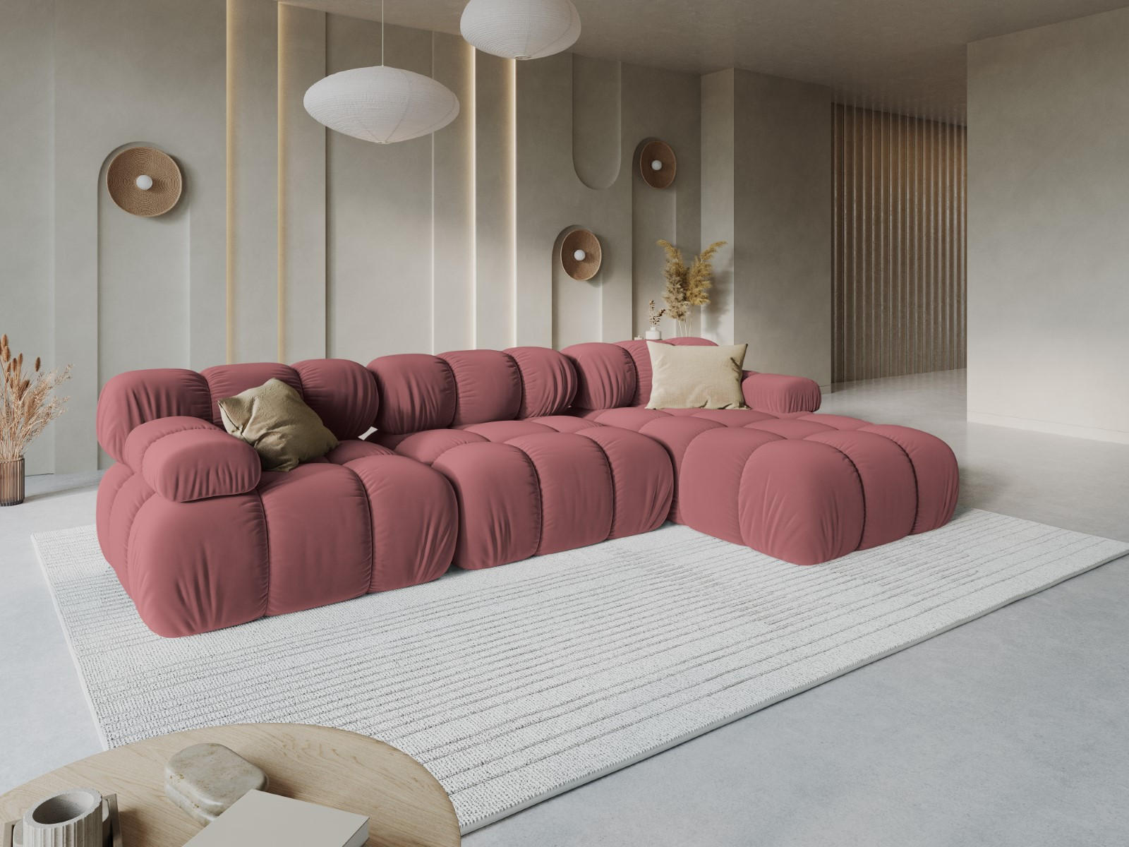 Thumbnail - Micadoni Modulares-Ecksofa, Pink, Textil, 4-Sitzer, L-Form, 285x122 cm, Hergestellt in Europa, Oeko-Tex®, Wohnzimmer, So...