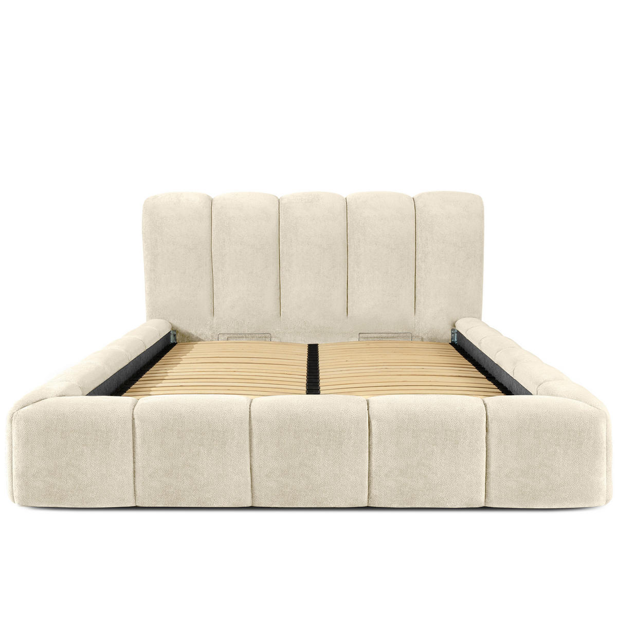 POLSTERBETT MERIDE Chenille, Ecru - Schwarz/Weiß, Holz/Textil (160/200cm) - KONSIMO®