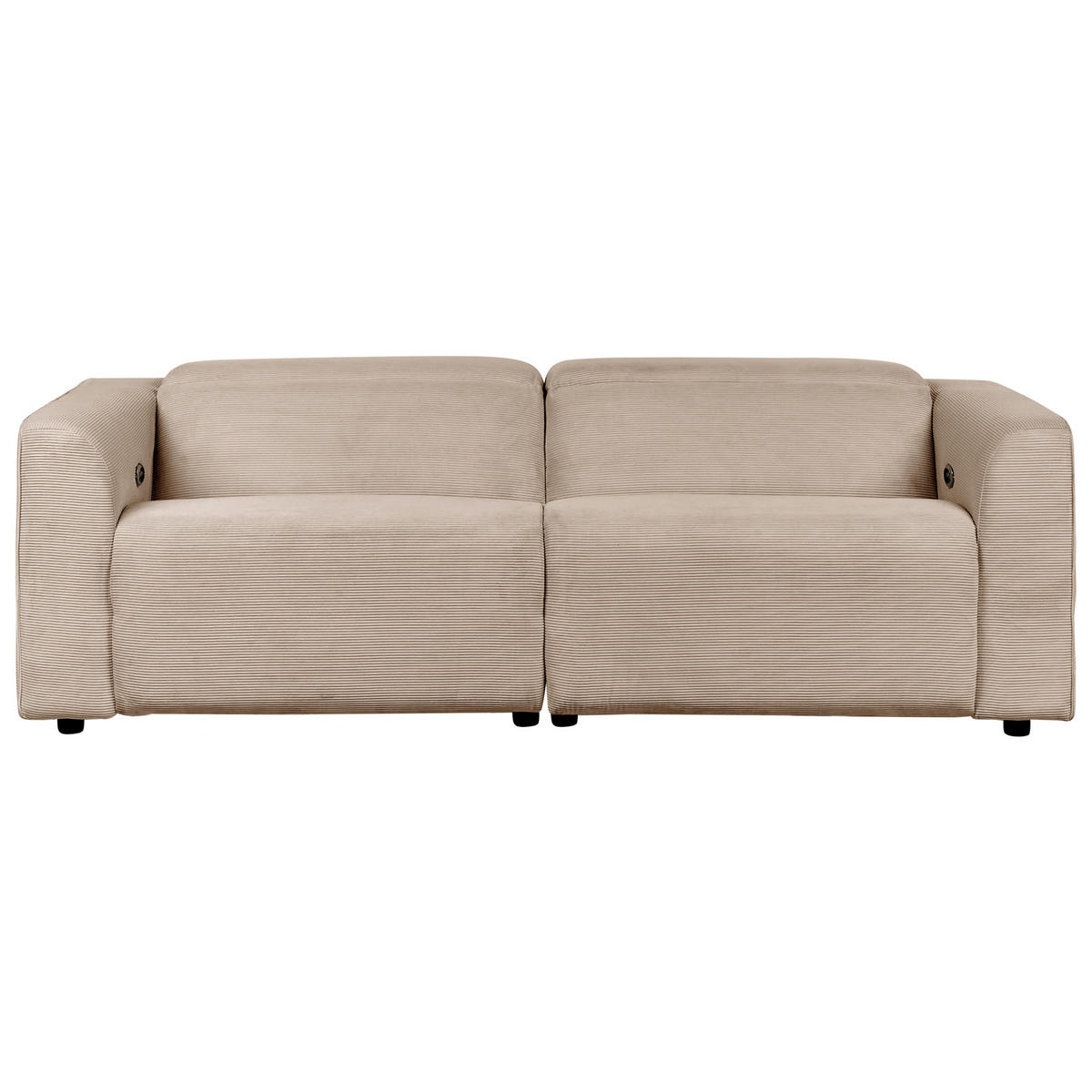 2-SITZER-SOFA Cord sandbeige USB-Port elektrisch verstellbar Ulven - Sandfarben, Textil (222/76/106cm) - Beliani
