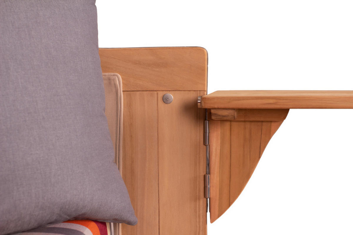 STRANDKORB Düne Grande Bullauge Teak PE Grey Dessin 584 - Rot/Braun, Metall (142/170/95cm) - Mr. Deko