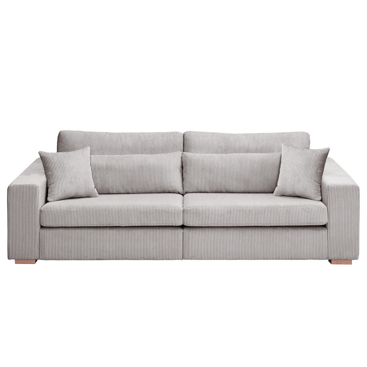 BIG-SOFA - Buchefarben/Hellgrau, Holz (254/85/104cm) - home24