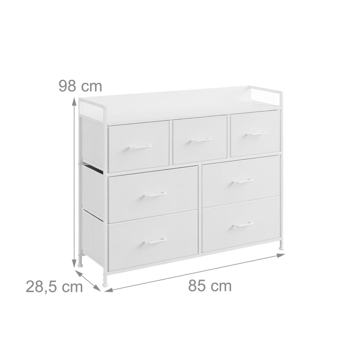 KOMMODE - Weiß, Holzwerkstoff/Textil (85/98/28.5cm) - Relaxdays