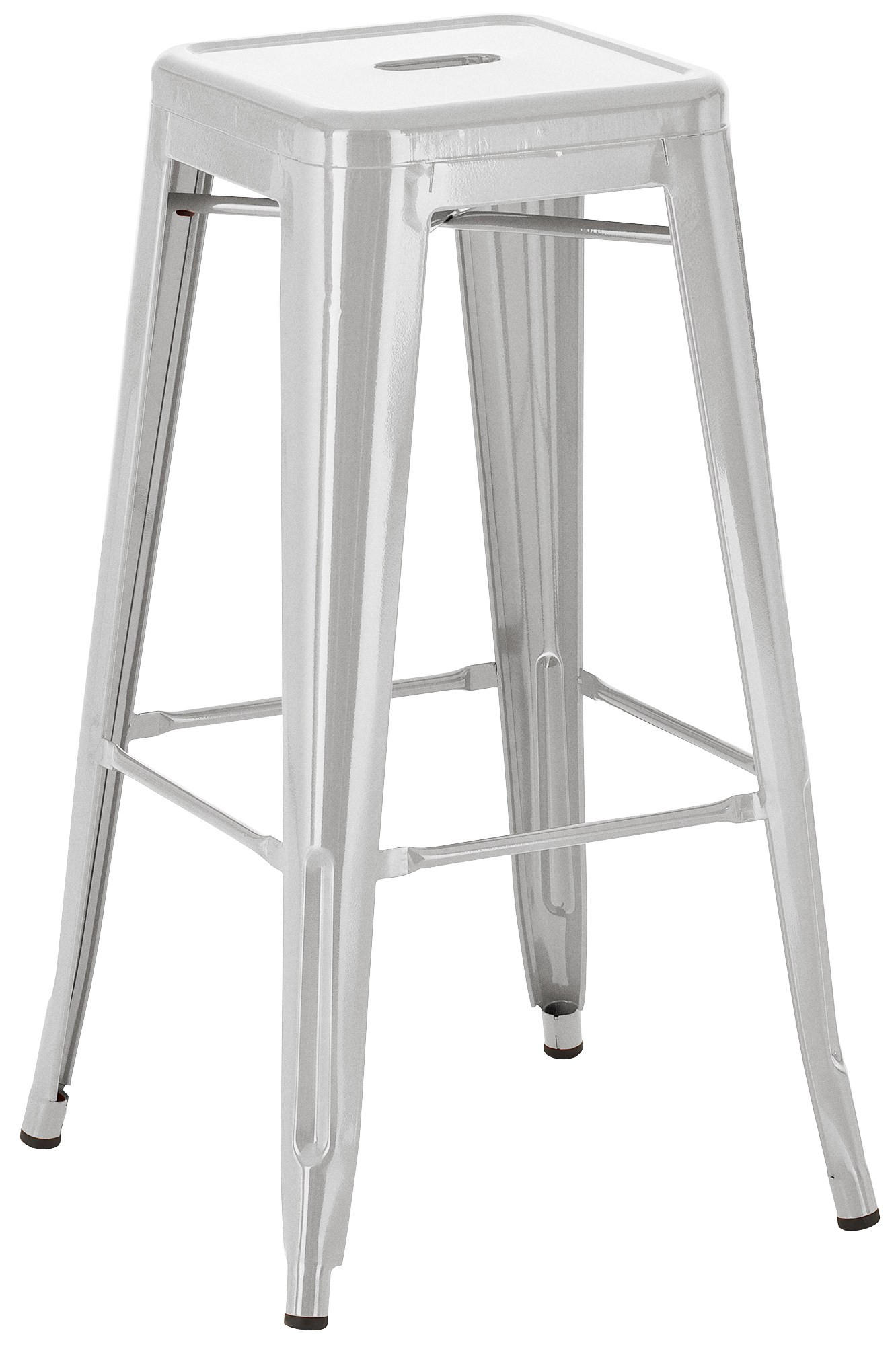 BARHOCKER Metall silber - Eukalyptusholzfarben/Silberfarben, Metall (43/76/43cm) - CLP