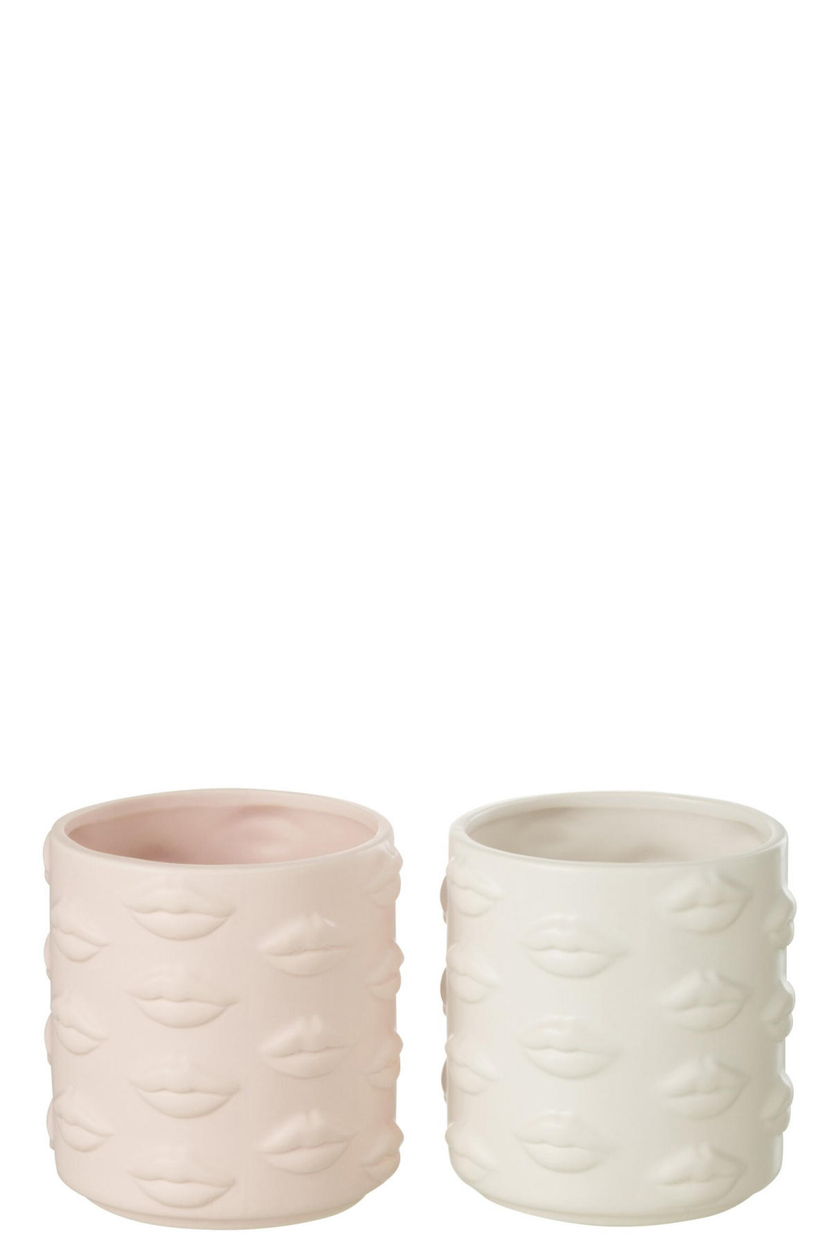 BLUMENTOPF KUSS - Töpferei - Rosa - 2er set - Ø 14 cm - Pink, Keramik (14/14.5cm) - J-Line