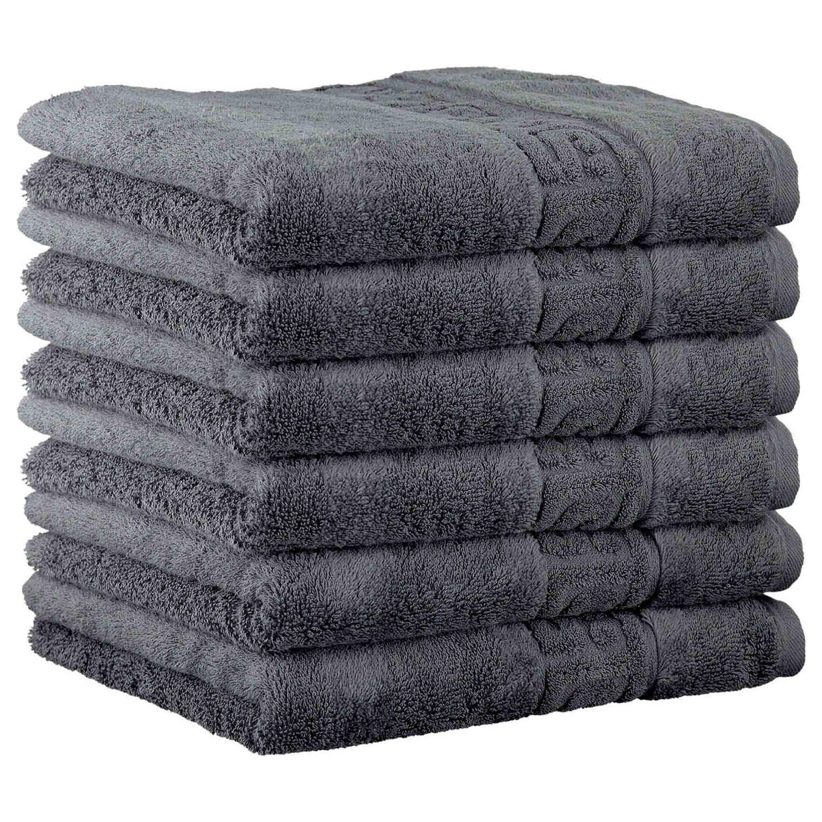 GÄSTETUCH 6er Pack 100% Baumwolle, Anthrazit, 30 x 50 cm - Anthrazit, Naturmaterialien (30/40cm) - Cawoe