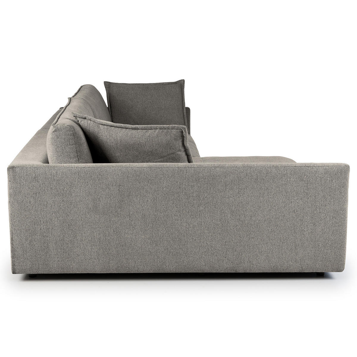ECKSOFA mit Longchair - Schwarz/Grau, Kunststoff/Textil (290/183cm) - home24