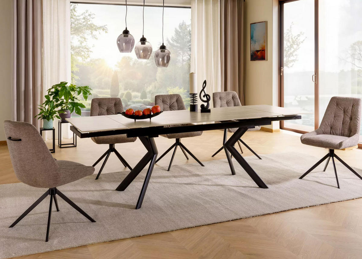 ESSTISCH Orton beige / schwarz 160-240 / 90 / 75cm - Beige/Schwarz, Holz/Holzwerkstoff (90/240/75cm) - Feldmann-Wohnen